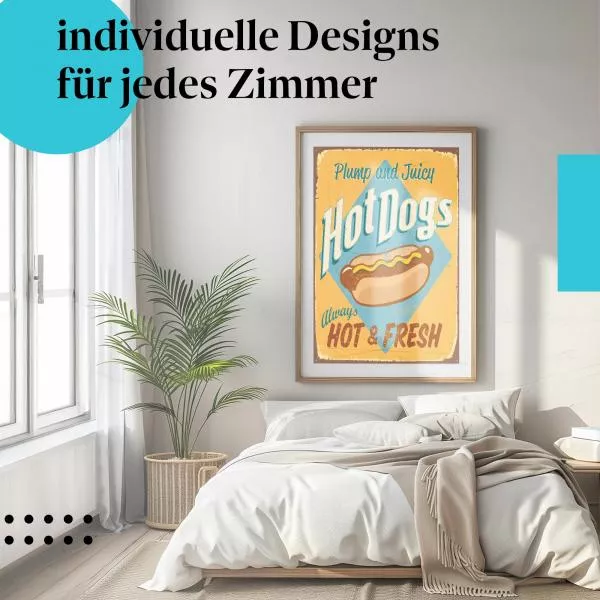 Leckere Hot Dogs: Retro Schild | Postereck 0278 Leckere Hot Dogs: Retro Schild | Postereck 0278