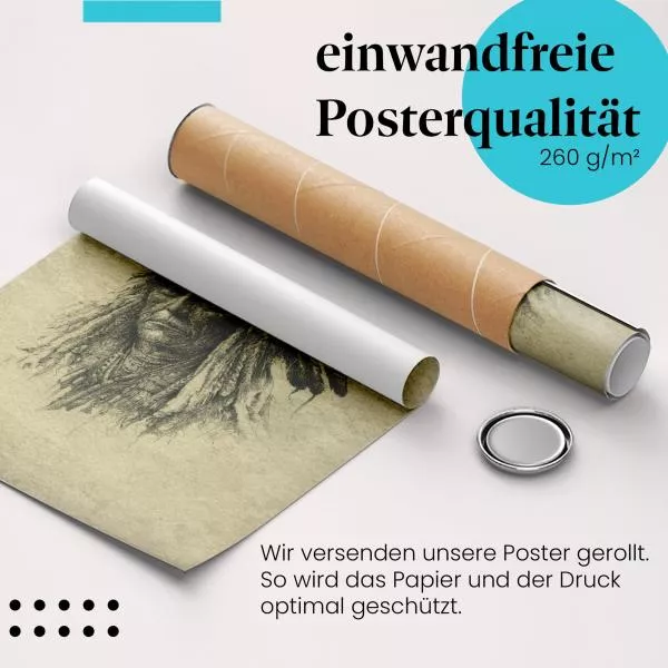 Weiser Indianerhäuptling: Portrait & Federschmuck | Postereck 0234 Weiser Indianerhäuptling: Portrait & Federschmuck | Postereck 0234