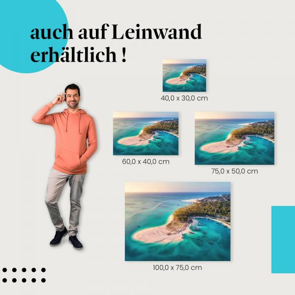 Insel: Leinwandbild. Strand, Palmen, türkisblau.