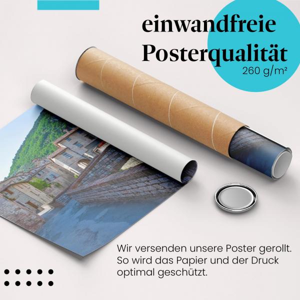 Gerolltes Poster "Italienisches Bergdorf" - Toskana Flair, sicher verpackt.