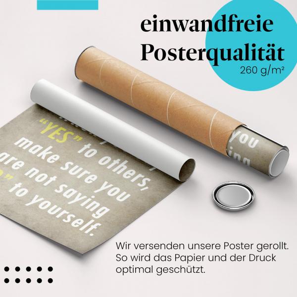 Gerolltes Poster "Selbstfürsorge". Die eigenen Bedürfnisse im Blick, sicher verpackt.