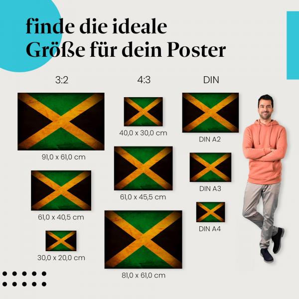 Jamaika Flagge Poster: Vintage Flagge Poster - jetzt bestellen!