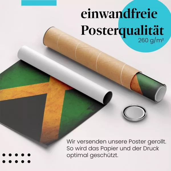 Jamaika: Grunge Flagge im Vintage-Stil | Postereck 0295 Jamaika: Grunge Flagge im Vintage-Stil | Postereck 0295