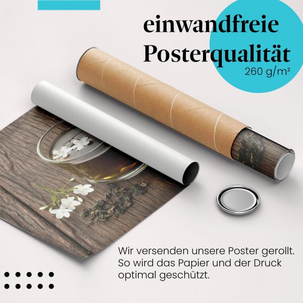 Gerolltes Poster "Jasmintee" - Blumiger Teegenuss, sicher verpackt.