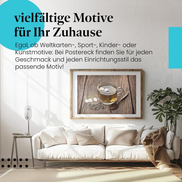 "Jasmintee": Poster - Holztisch - Genuss für die Sinne.