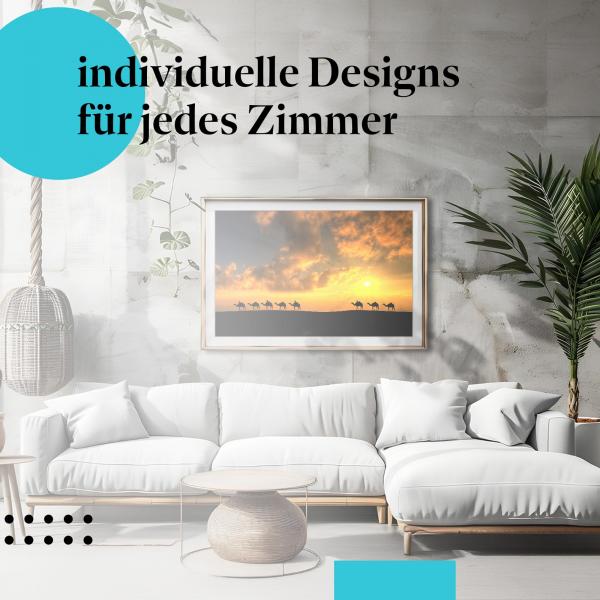 Wüstenposter: "Karawane im Sonnenuntergang" - Karawane, Wüste & Sonne