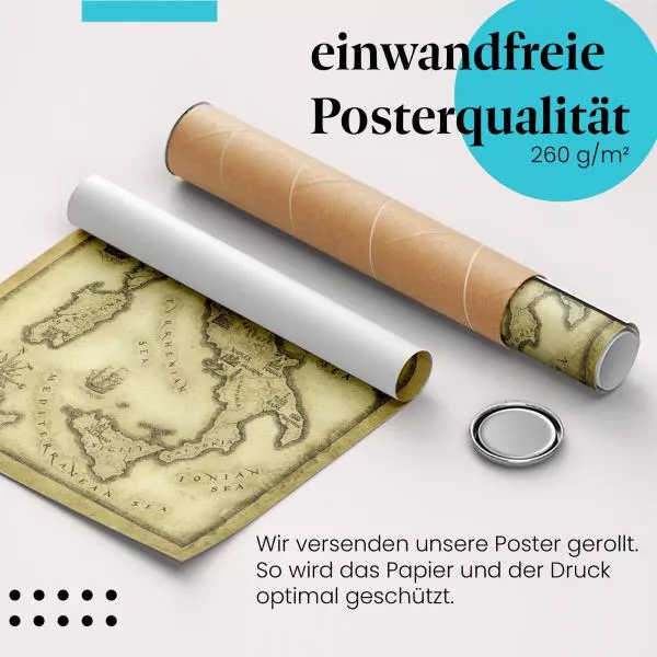 Historische Karte: Italien mit Meer | Postereck 0087 Historische Karte: Italien mit Meer | Postereck 0087