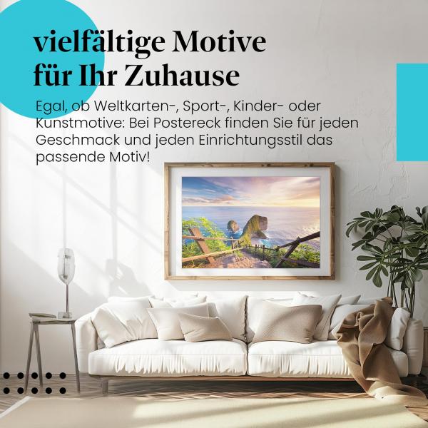 Leinwandbild "Kelingking Beach": Holzsteg, türkisblaues Meer, grüne Felsen - ein Traumstrand!