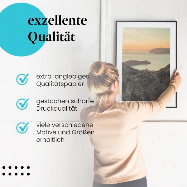 Gerahmtes Wandbild "Sonnenuntergang über Adria". Hochwertig gedruckt, langlebiges Papier, verschiedene Größen.