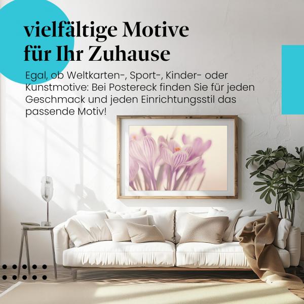 Stylisches Leinwandbild: Zarte Krokusse.