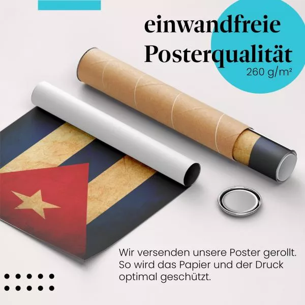 Kuba: Grunge Flagge im Vintage-Stil | Postereck 0297 Kuba: Grunge Flagge im Vintage-Stil | Postereck 0297