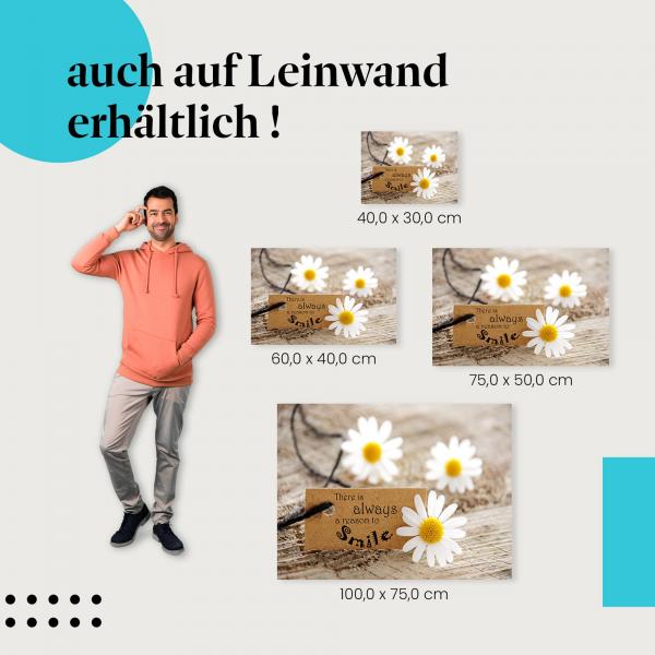 "Lächeln - Ein Grund dafür" Leinwandbild. Finde die ideale Größe für dein Zuhause & setze Akzente mit Kunst!