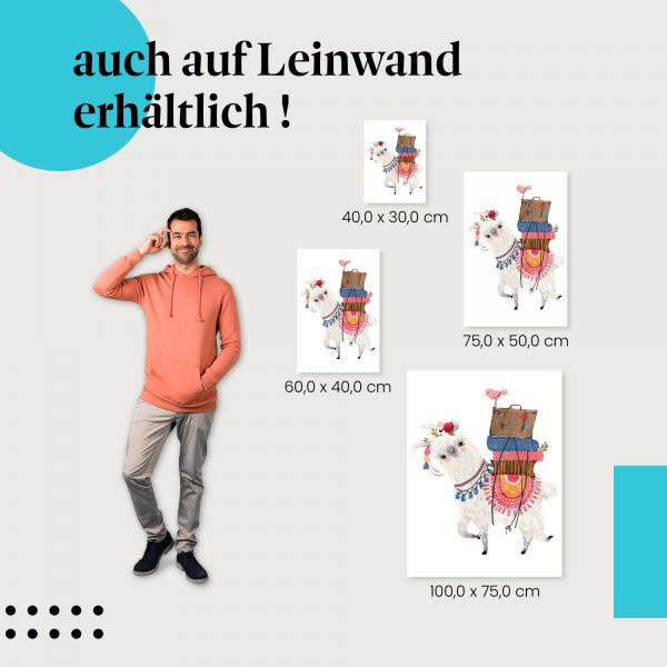 Lama: Leinwandbild. Reisegepäck.