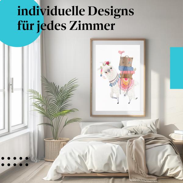 Schlafzimmer Deko: "Lama" Poster: Ein Hauch von Abenteuer - perfekt fürs Schlafzimmer.
