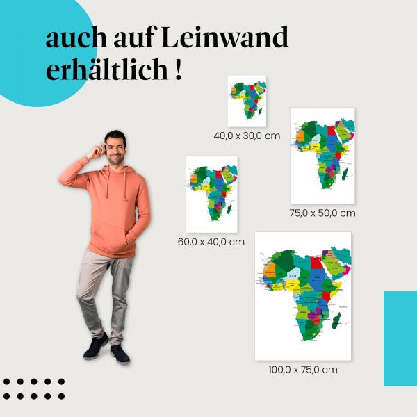 "Landkarte von Afrika" Leinwandbild. Finde die ideale Größe für dein Zuhause & setze Akzente mit Kunst!