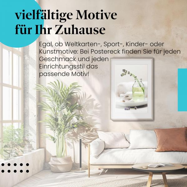 Dieses Leinwandbild mit Lavendel versprüht Ruhe und ist ideal für alle, die sich nach Wellness sehnen.