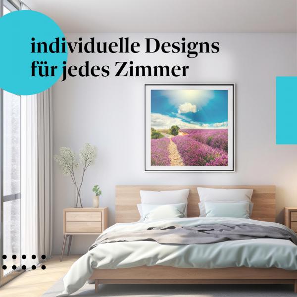 "Lavendelfeld": Kunstdruck - Entspannung & Ruhe im Schlafzimmer.