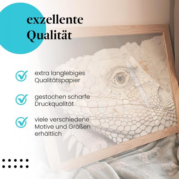 Gerahmtes Bild "Leguan" - Schuppige Haut, Auge, Stacheln.