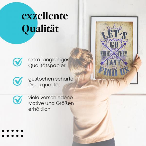 Gerahmtes Wandbild: Abenteuerlust pur, Let's Go!, hochwertige Druckqualität. Verschiedene Größen erhältlich.