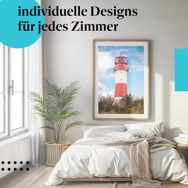 Leuchtturm: Rot-Weiß, Blauer Himmel | Postereck 1450 Leuchtturm: Rot-Weiß, Blauer Himmel | Postereck 1450