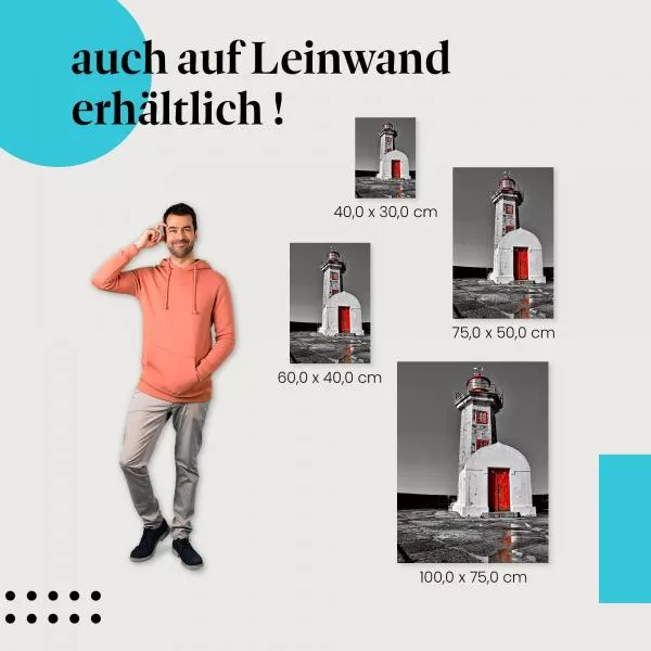 Leuchtturm: Schwarz-Weiß & Rote Tür | Postereck 0655 Leuchtturm: Schwarz-Weiß & Rote Tür | Postereck 0655