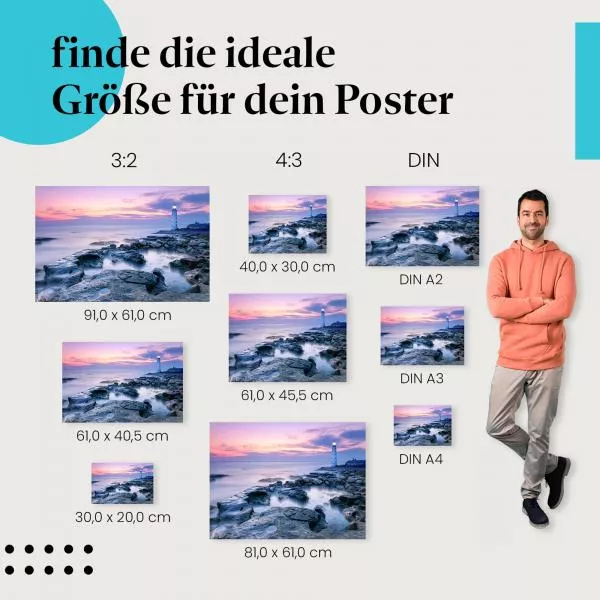 Leuchtturm: Sonnenuntergang am Meer | Postereck 1453 Leuchtturm: Sonnenuntergang am Meer | Postereck 1453