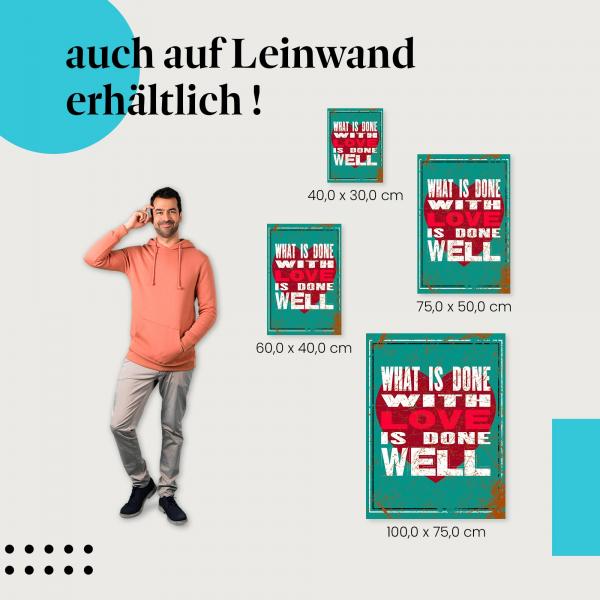 "Wahre Liebe - Alles mit Liebe gelingt" Leinwandbild. Finde die ideale Größe für dein Zuhause & setze Akzente mit Kunst!