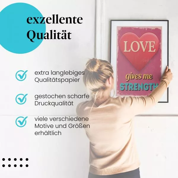 Liebe & Kraft: Romantisches Poster mit Herz | Postereck 0748 Liebe & Kraft: Romantisches Poster mit Herz | Postereck 0748