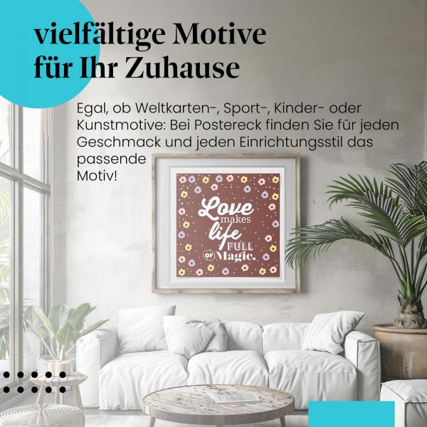 Leinwandbild "Liebe & Magie": Typografie mit Blumenmuster - romantisch & schön!