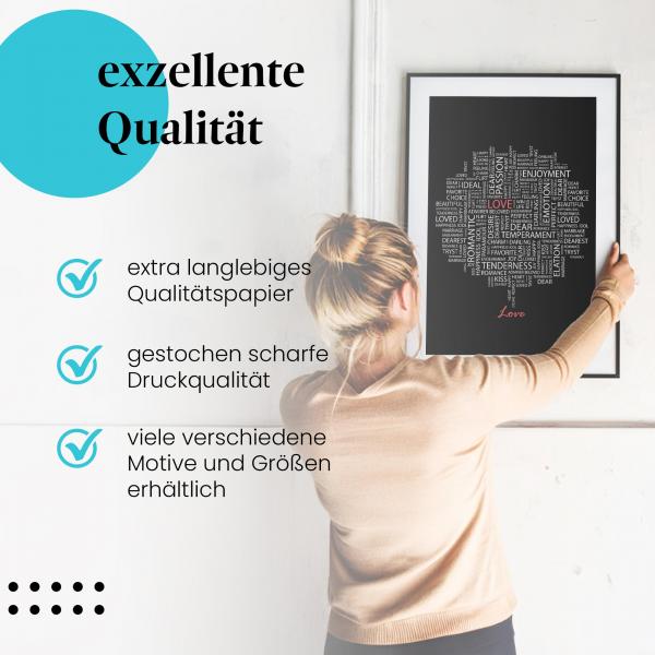 Gerahmtes Wandbild "Liebe in all ihren Facetten" in verschiedenen Größen.