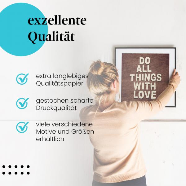 Gerahmtes Bild "Liebevoller Rat" - Schriftzug auf Holz, positiver Spruch.