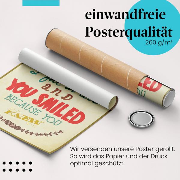 Gerolltes Poster "Liebesbotschaft", "Als ich dich sah...".