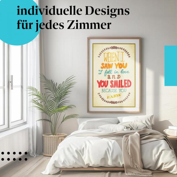 Liebesposter: "Liebesbotschaft" - Spruch im Vintage-Stil
