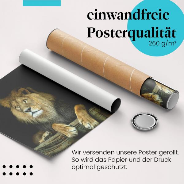 Gerolltes Poster "Ruhende Kraft". Mächtiges Raubtier, sicher verpackt.