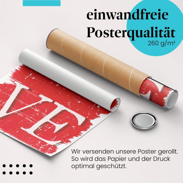 Gerolltes Poster "Love" - Zeitlose Liebesbotschaft, sicher verpackt.