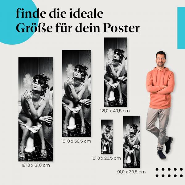 "Humor - Frau auf Toilette mit Zigarette": Poster mit augenzwinkerndem Humor
