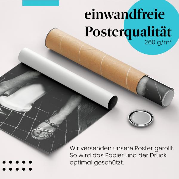 "Frau, Toilette, Zigarette": Gerolltes Poster, Humor.