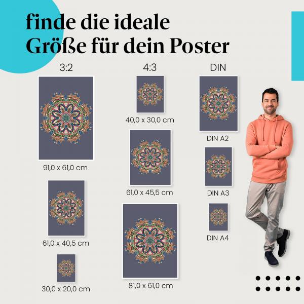 "Farbenfrohes Mandala: Kunst & Dekoration": Poster - Harmonie & Meditation