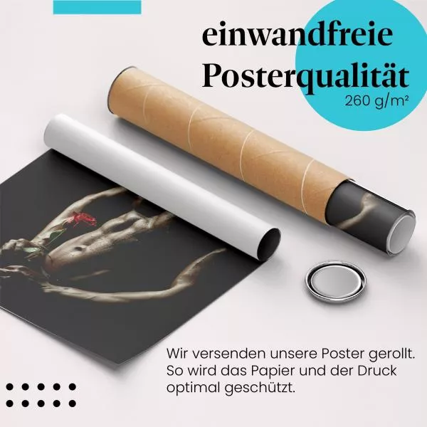 Romantische Stärke: Mann mit Rose | Postereck 1265 Romantische Stärke: Mann mit Rose | Postereck 1265