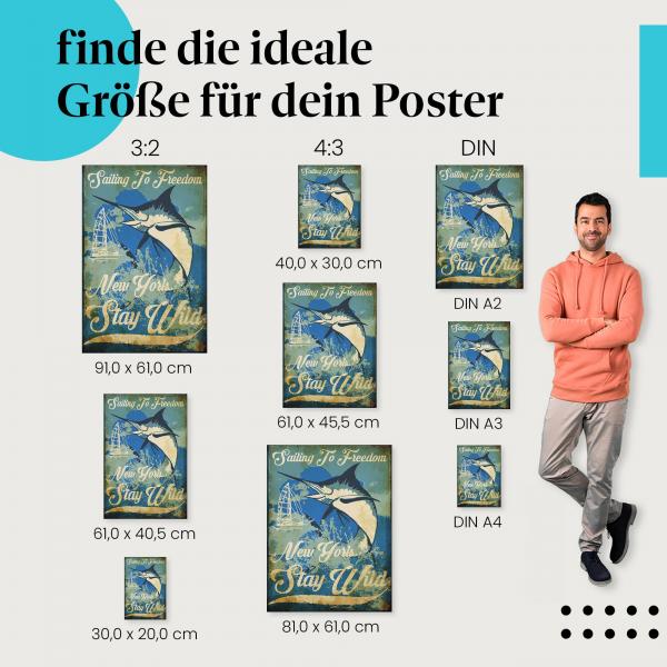 "Sailing to Freedom" Poster in verschiedenen Grössen - für deine maritime Wanddeko!