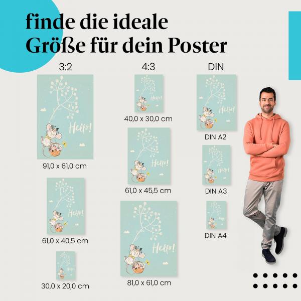 Maus, Poster: Schleife, Blumen, Frühling.