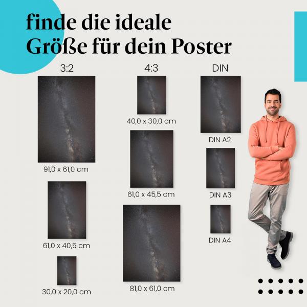 "Milchstraße" Poster: Finde deine passende Grösse für dieses faszinierende Motiv und hol dir die Schönheit des Universums nach Hause!