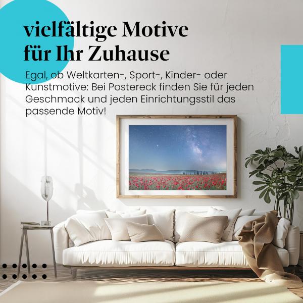 Leinwandbild "Mohnblumen & Milchstraße": Nacht, Sternenhimmel - atemberaubend!