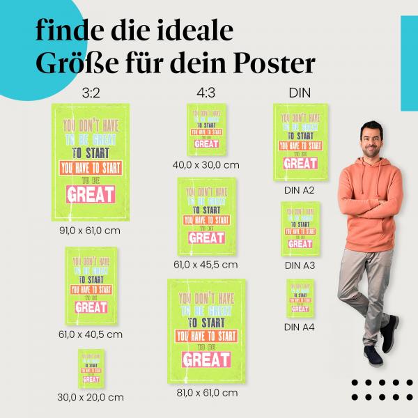 "Motivierendes Zitat zum Anfangen" Poster: Starte jetzt!