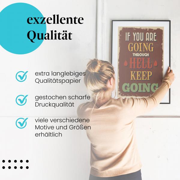 Gerahmtes Wandbild "Motivation, Vintage Poster". Hochwertiger Druck, verschiedene Größen erhältlich.