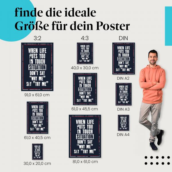 "Sag 'Fordere mich heraus!'" Poster: Motivationsspruch - jetzt bestellen!
