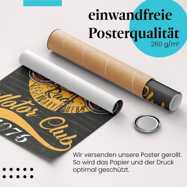Gerolltes Poster "Vintage Motorcycle" - Freiheit auf zwei Rädern, sicher verpackt.