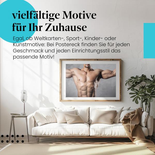 Leinwandbild "Männlicher Oberkörper": Training & Disziplin - Motivationsbild!