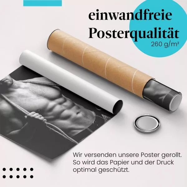 Muskulöser Mann: Schwarz-Weiß & Stärke | Postereck 0560 Muskulöser Mann: Schwarz-Weiß & Stärke | Postereck 0560