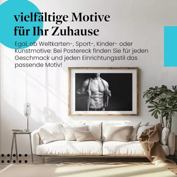 Muskulöser Mann: Schwarz-Weiß & Stärke | Postereck 0560 Muskulöser Mann: Schwarz-Weiß & Stärke | Postereck 0560